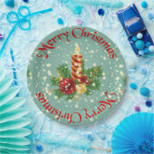 Schattigee vrolijke kerstkaars en sparkles papieren bordje (Feest)