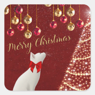 Schattigee vrolijke kerstkat Stickers
