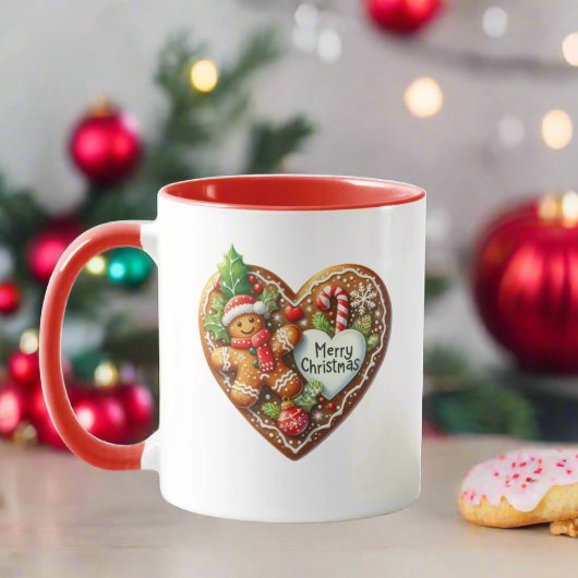 Schattigee vrolijke kerstkoekjes donut hart mok