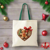 Schattigee Vrolijke Kerstkoekjes Donut Hart Rood Tote Bag
