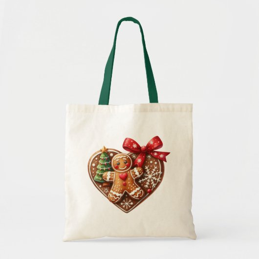 Schattigee Vrolijke Kerstkoekjes Donut Hart Rood Tote Bag (Voorkant)