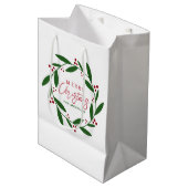 Schattigee Vrolijke Kerstkrans Medium Cadeauzakje (Voorkant Gekanteld)