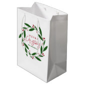 Schattigee Vrolijke Kerstkrans Medium Cadeauzakje (Achterkant Gekanteld)