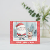 Schattigee Vrolijke Kerstman Rudolph Rendier Briefkaart (Staand voorkant)