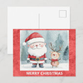 Schattigee Vrolijke Kerstman Rudolph Rendier Briefkaart (Voorkant / Achterkant)