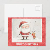 Schattigee Vrolijke Kerstman Rudolph Rendier Briefkaart (Voorkant / Achterkant)