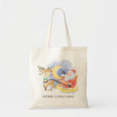 Schattigee Vrolijke Kerstmis Santa Rendier Sleigh Tote Bag (Voorkant)