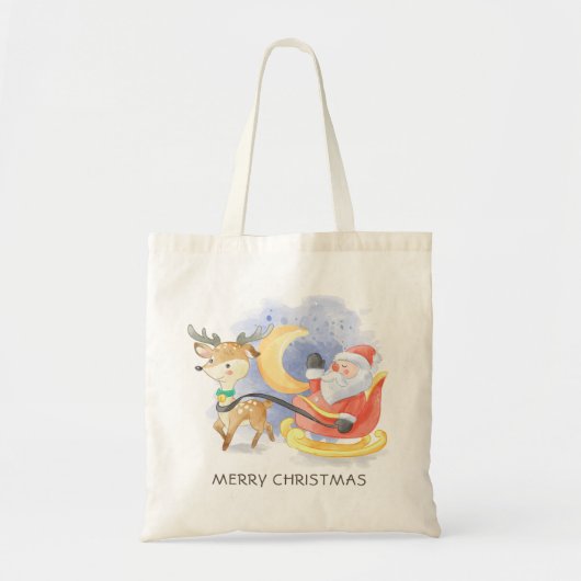 Schattigee Vrolijke Kerstmis Santa Rendier Sleigh Tote Bag (Voorkant)