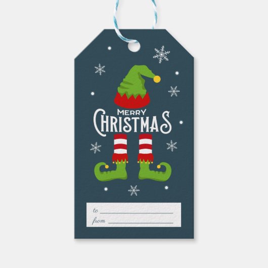 Schattigee Vrolijke Kerstmis Santa's Elf Cadeaulabel (Voorkant)