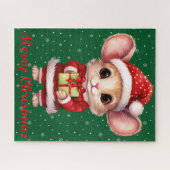 Schattigee vrolijke kerstmuis puzzel (Horizontaal)