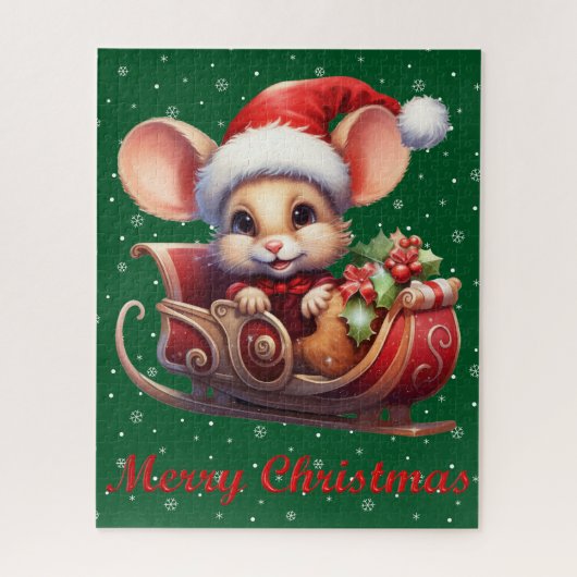 Schattigee vrolijke kerstmuis puzzel (Verticaal)