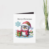 Schattigee vrolijke kerstpinguïn feestdagen kaart (Voorkant)