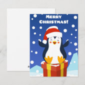 Schattigee vrolijke kerstpinguïn feestdagenkaart (Voorkant / Achterkant)