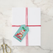 Schattigee vrolijke kerstschaap Ram Santa Scarf va Cadeaulabel (Met Touw)