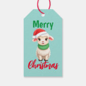 Schattigee vrolijke kerstschaap Ram Santa Scarf va Cadeaulabel (Achterkant)