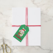 Schattigee vrolijke kerstschaap Ram Santa Scarf va Cadeaulabel (Met Touw)