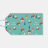 Schattigee vrolijke kerststad cadeaulabel (Achterkant Horizontaal)