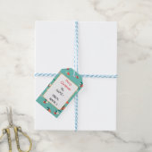 Schattigee vrolijke kerststad cadeaulabel (Met Touw)