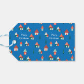 Schattigee vrolijke kerststad cadeaulabel (Achterkant Horizontaal)