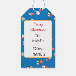 Schattigee vrolijke kerststad cadeaulabel