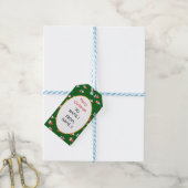 Schattigee vrolijke kerststad cadeaulabel (Met Touw)