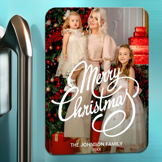 Schattigee vrolijke kerstvakantie kaarten familie  magneet