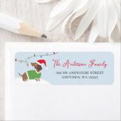 Schattigee Vrolijke Kerstvakantie Winter Teckel Va Etiket (Insitu)