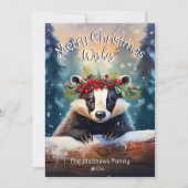 Schattigee vrolijke kerstwensen Woodland Forest Ba Feestdagenkaart (Voorkant)