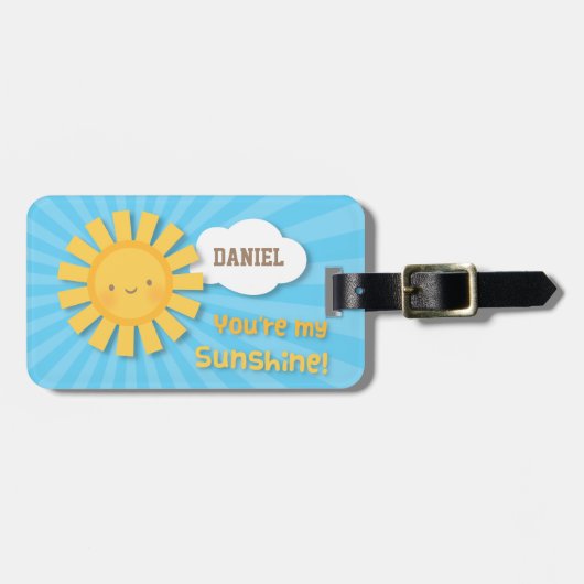 Schattigee vrolijke kleine zonneschijn voor kinder bagagelabel (Voorkant horizontaal)