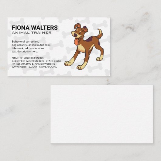 Schattigee vrolijke lachende hond visitekaartje (Voorkant / Achterkant)