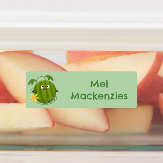 Schattigee vrolijke lachende watermeloen cartoon g labels (Aangebracht)