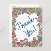 Schattigee vrolijke muizen kerst dank u Woodland M Briefkaart (Voorkant / Achterkant)