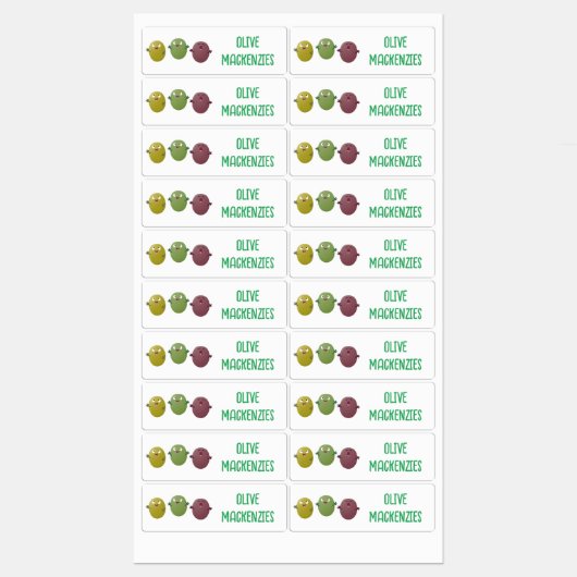 Schattigee vrolijke olijven zingen cartoon geperso labels (Vel)