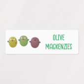 Schattigee vrolijke olijven zingen cartoon geperso labels (Design 2)