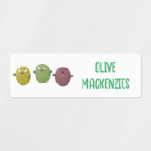 Schattigee vrolijke olijven zingen cartoon geperso labels (Design 1)