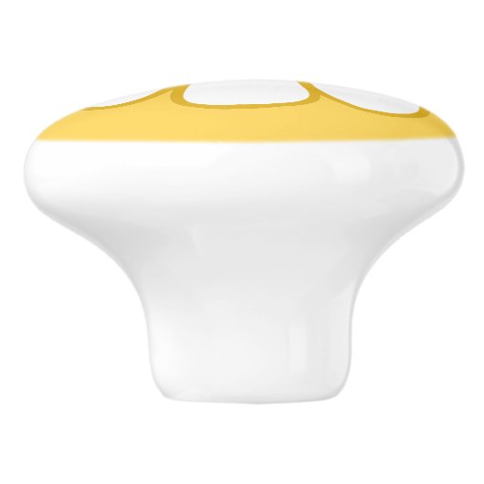 Schattigee vrolijke retro bloemenmosterd geel wit keramische knop (Zijkant)