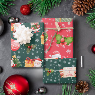 Schattigee vrolijke rode kerstman inpakpapier vel