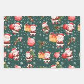 Schattigee vrolijke rode kerstman inpakpapier vel (Voorkant)