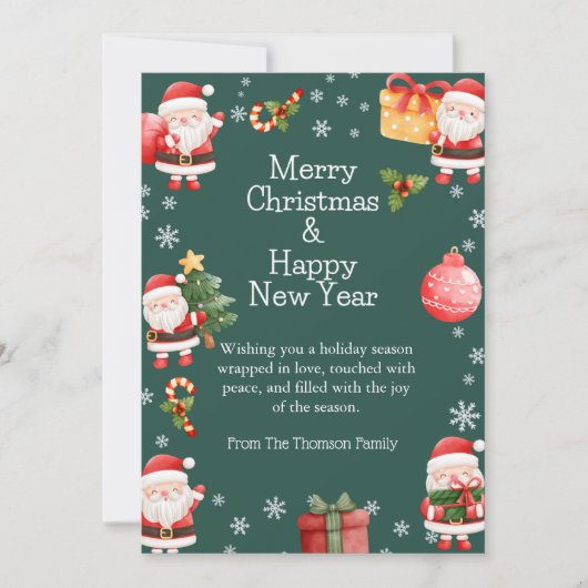 Schattigee vrolijke rode kerstman kerst feestdagenkaart (Voorkant)