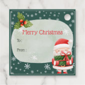 Schattigee vrolijke rode kerstman vrolijk kerstfee bedankjes labels (Achterkant)