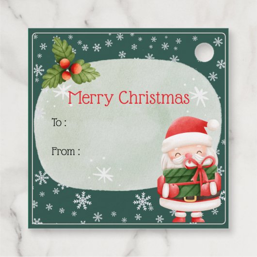 Schattigee vrolijke rode kerstman vrolijk kerstfee bedankjes labels (Achterkant)