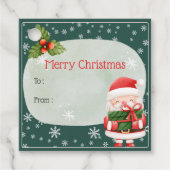 Schattigee vrolijke rode kerstman vrolijk kerstfee bedankjes labels (Voorkant)