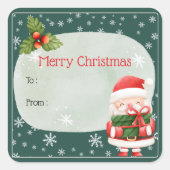 Schattigee vrolijke rode kerstman vrolijk kerstfee vierkante sticker (Voorkant)