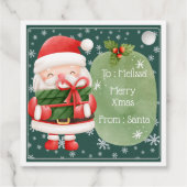 Schattigee vrolijke rode kerstman vrolijke kerst S Bedankjes Labels (Achterkant)