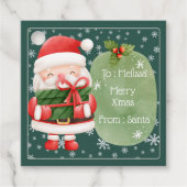 Schattigee vrolijke rode kerstman vrolijke kerst S Bedankjes Labels (Voorkant)