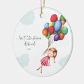 Schattigee vrouw eerste kerst met pensioen keramisch ornament (Links)