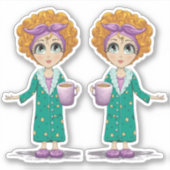 Schattigee vrouw nachtjapon clipart sticker (Voorkant)