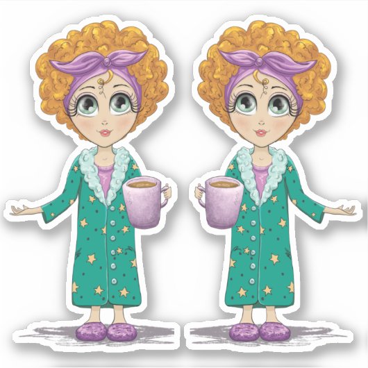 Schattigee vrouw nachtjapon clipart sticker (Voorkant)