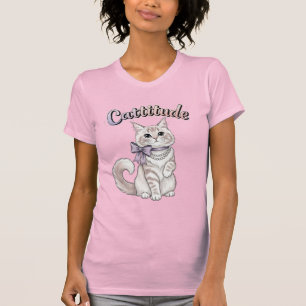 Schattigee vrouwelijke "Cattitude" Cat T-shirt