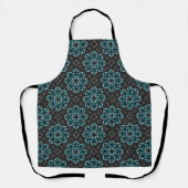 Schattigee Vrouwen Fancy Zwart Wit Blauwgroen Dot Schort (Voorkant)